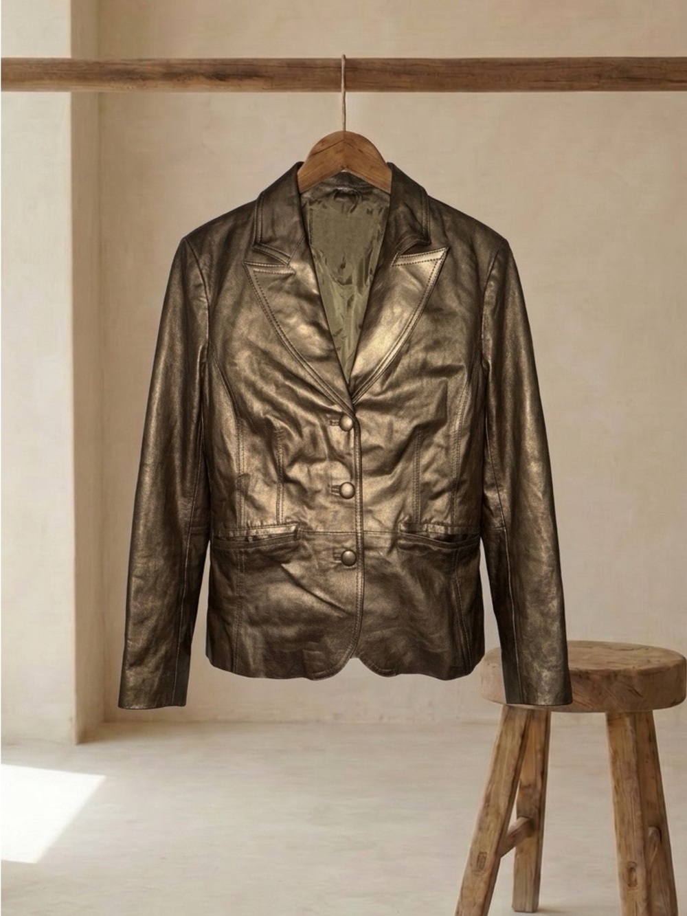Covington Metallic Bronze Leather Blazer